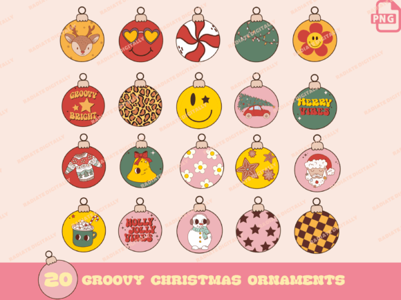 20 Groovy Retro Christmas Ornaments for Blog Illustrations