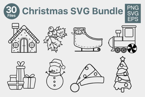 30 Christmas SVG PNG EPS Bundle for Branding and Illustrations
