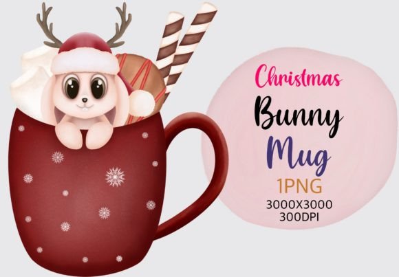 Christmas Bunny Mug Clipart for Festive Crafting