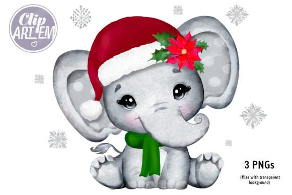 Christmas Elephant Girl Santa Hat PNG Illustration Review