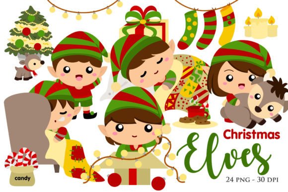 Christmas Elf Kids Vector Illustration for Brand Identity