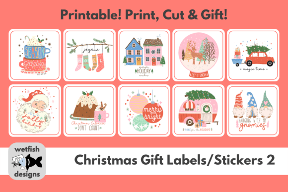 Christmas Gift Tag Labels Stickers 2 for Branding and Illustrations