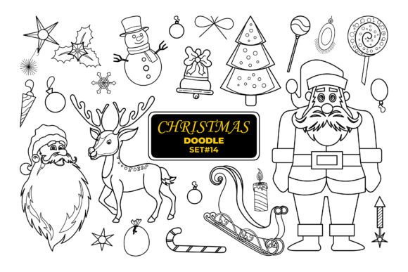 Christmas Hand Drawn Doodle Set-14 for Illustrations
