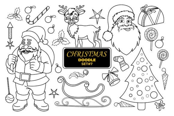 Christmas Hand Drawn Doodle Set-7 for Illustrations
