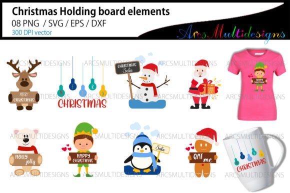 Christmas Holding Board Illustrations for Local Branding