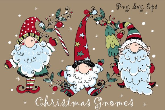 Christmas Nordic Gnomes PNG SVG Illustrations