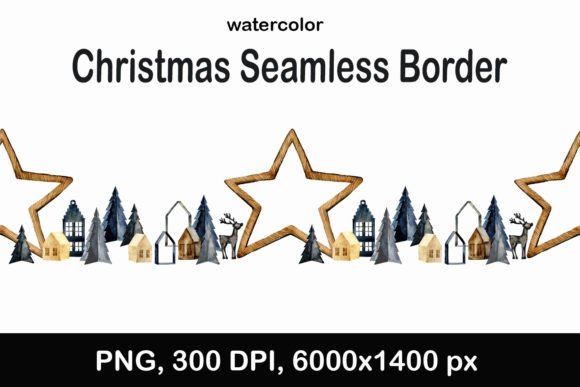 Christmas Seamless Border. Nordic PNG for Illustrations
