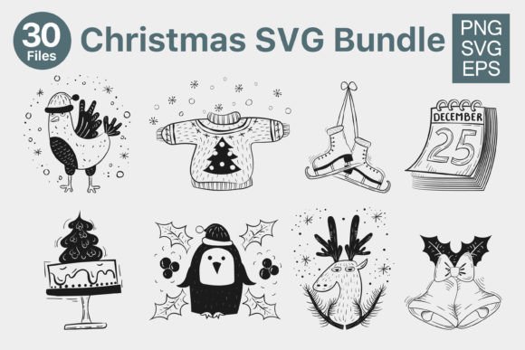 Christmas SVG Bundle for Cricut: Festive Illustrations