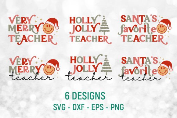 Christmas Teacher SVG PNG Illustrations for Seasonal Content