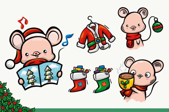 Cute Mouse Celebrate Christmas Illustration Review