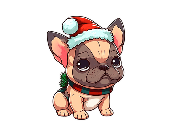 French Bulldog Xmas Sticker, Christmas Illustrations Review