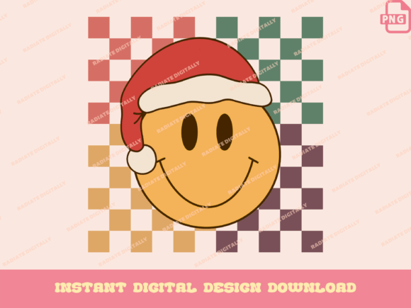 Groovy Christmas Smiley, Retro Christmas Illustrations for Bloggers