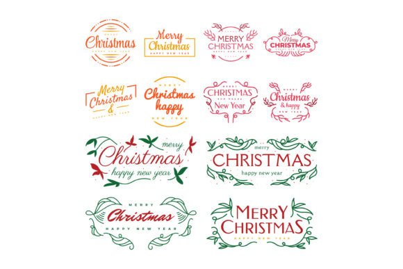 Merry Christmas and New Year Lettering for Illustrations