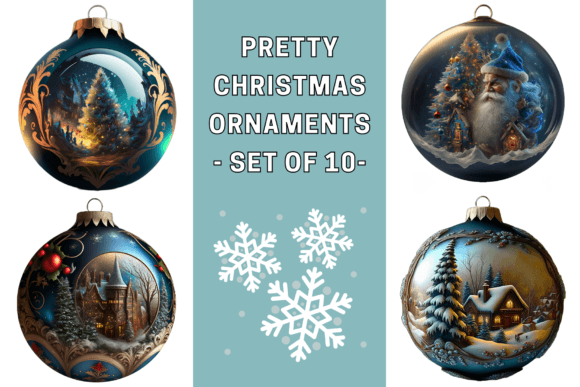 Pretty Christmas Ornaments Illustrations