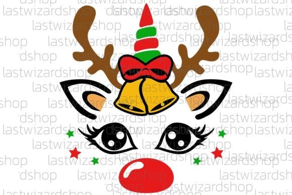 Reindeer Unicorn Face Svg for Festive Illustrations