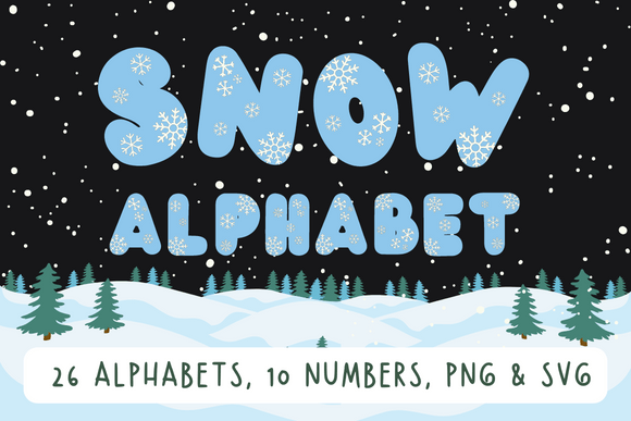 Snowflake Christmas Alphabet Letters Illustrations