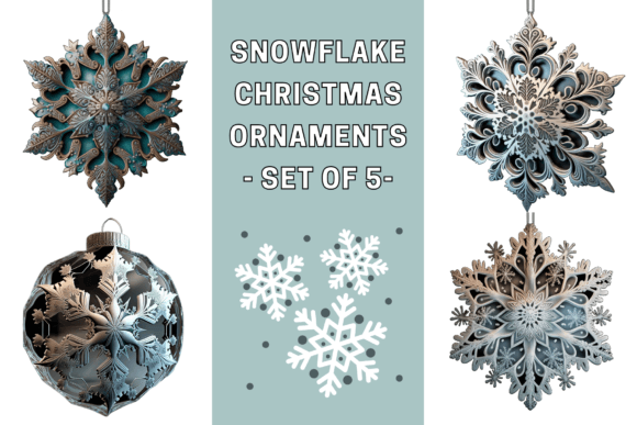 Snowflake Christmas Ornaments Illustrations