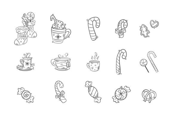 Sweets and Drinks for Christmas Illustrations