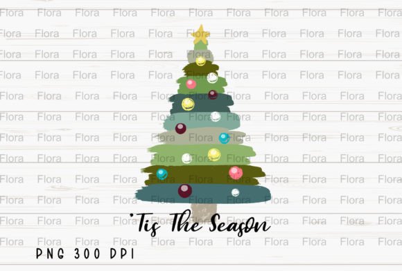 Tis the Season Merry Christmas Tree PNG in Illustrations