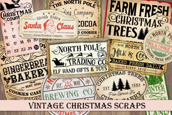 Vintage and Retro Christmas Scraps for Illustrations