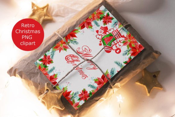 Vintage Red Christmas Illustrations PNG for Crafting