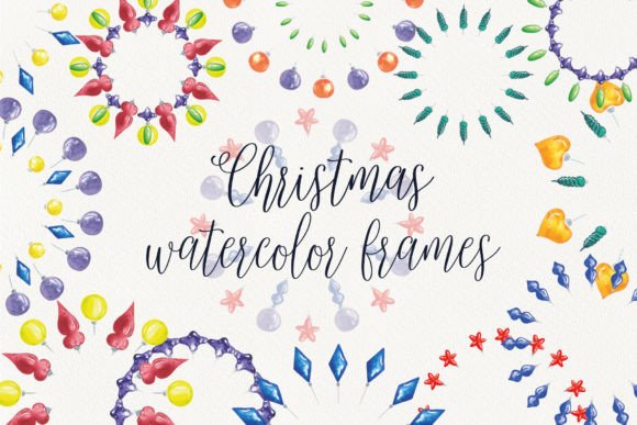 Watercolor Christmas Colorful Frames Illustrations