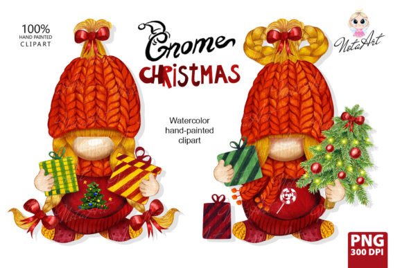 Watercolor Christmas Gnomes Illustrations for Local Branding