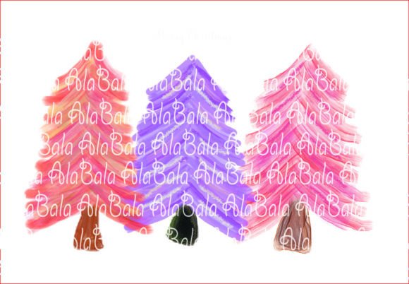 Watercolor Christmas Trees Illustrations for Local Branding
