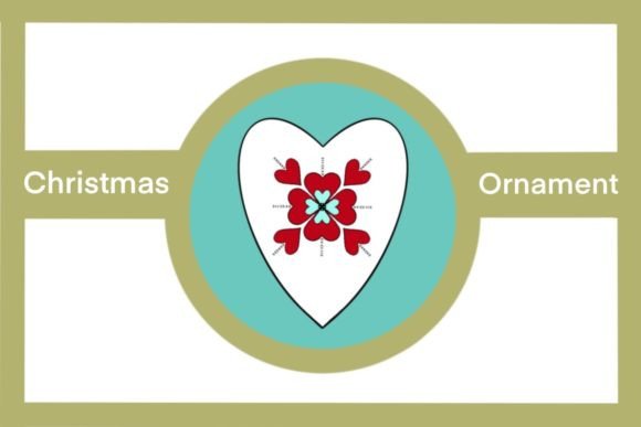 White Heart Red Hearts Christmas Illustration for Crafting